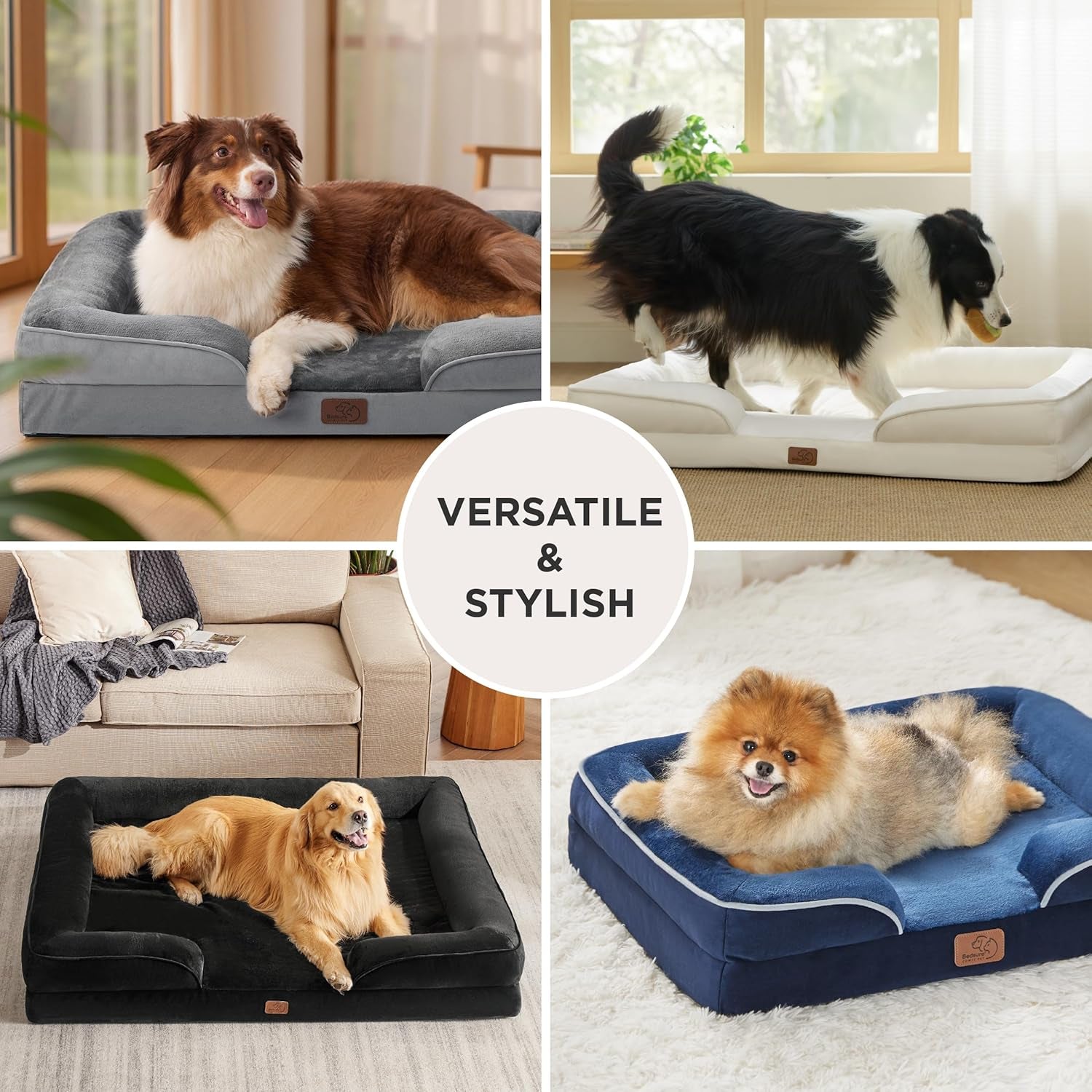 Luxurious Orthopedic Dog Bed for Medium Breeds - Stylish 28" Grey Design, Washable and Waterproof