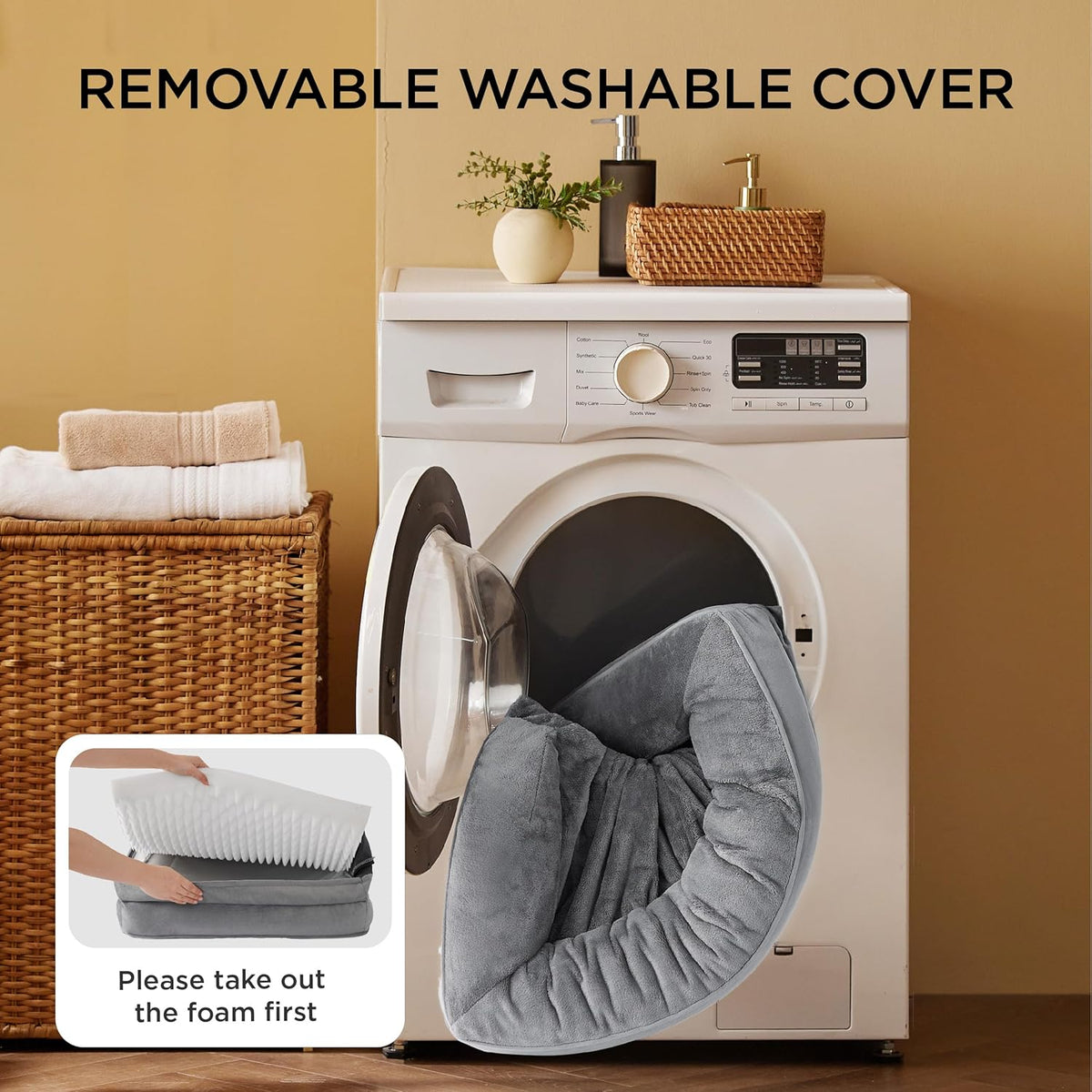 Luxurious Orthopedic Dog Bed for Medium Breeds - Stylish 28" Grey Design, Washable and Waterproof