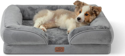 Luxurious Orthopedic Dog Bed for Medium Breeds - Stylish 28" Grey Design, Washable and Waterproof
