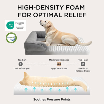 Luxurious Orthopedic Dog Bed for Medium Breeds - Stylish 28" Grey Design, Washable and Waterproof