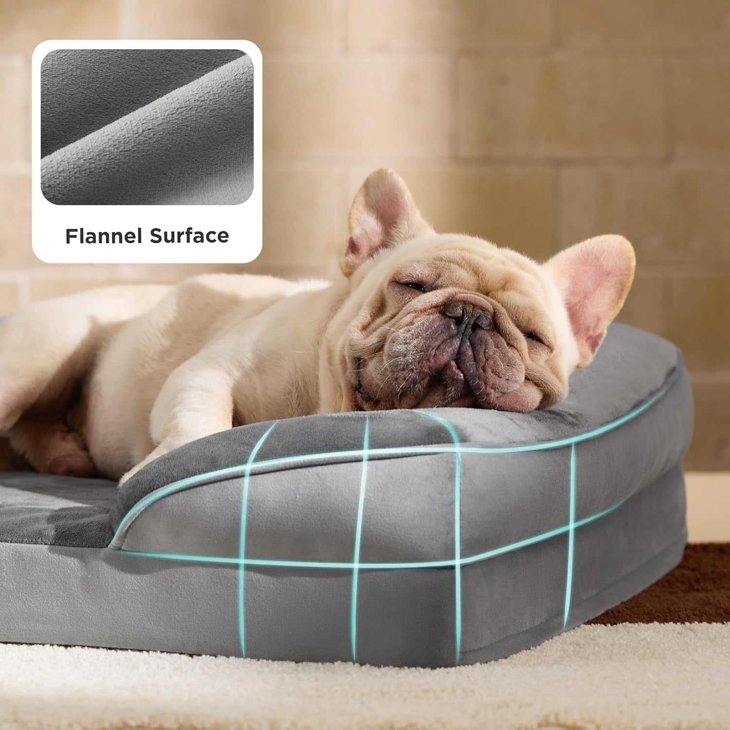 Luxurious Orthopedic Dog Bed for Medium Breeds - Stylish 28" Grey Design, Washable and Waterproof