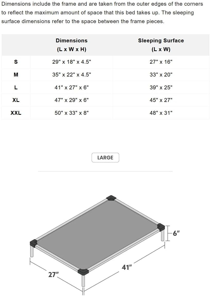 Indestructible Chew Proof Elevated Dog Bed - Large, Black Mesh for Ultimate Comfort