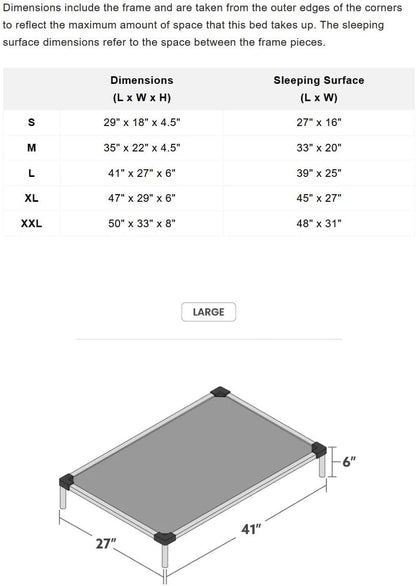 Indestructible Chew Proof Elevated Dog Bed - Large, Black Mesh for Ultimate Comfort