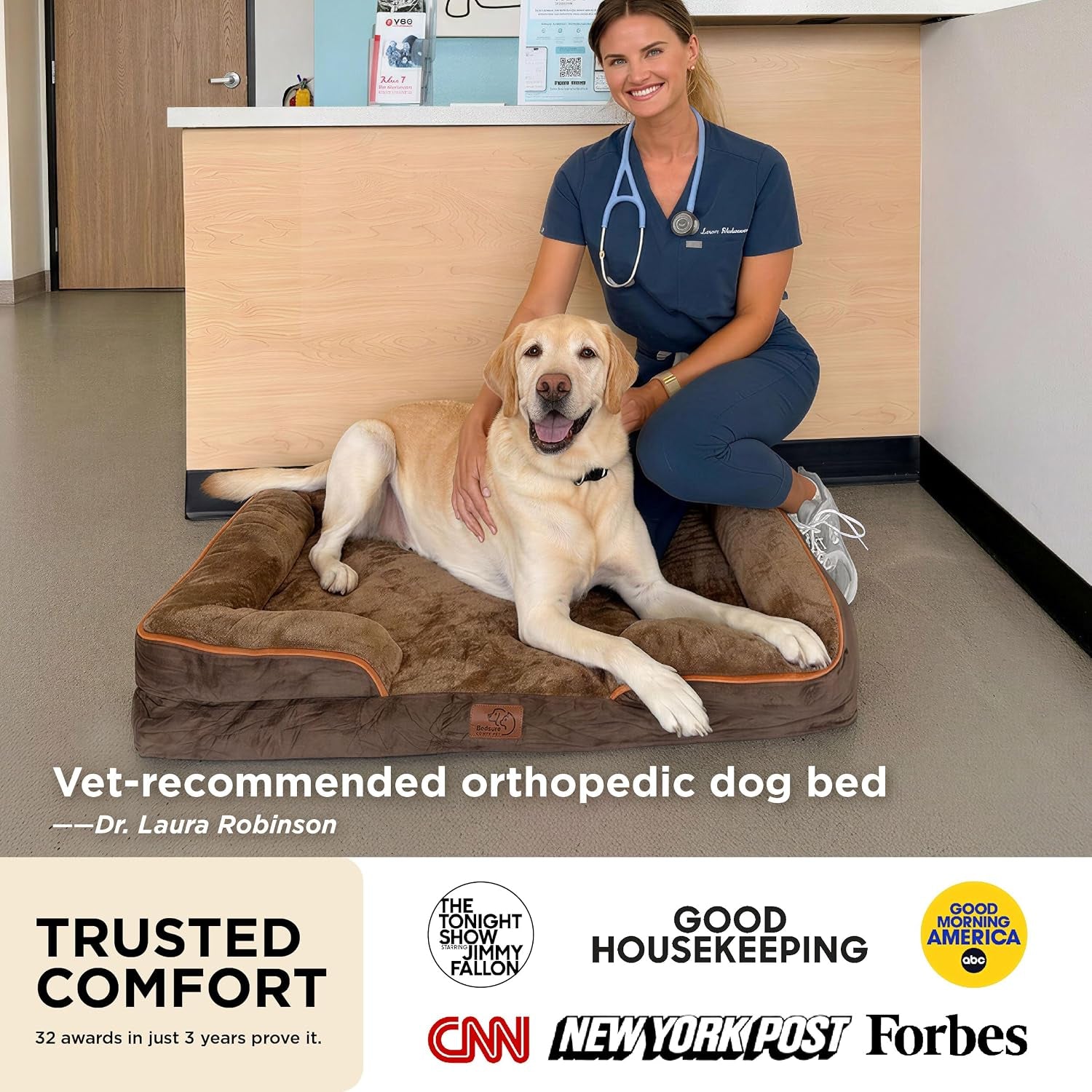 Luxurious Orthopedic Dog Bed for Medium Breeds - Stylish 28" Grey Design, Washable and Waterproof